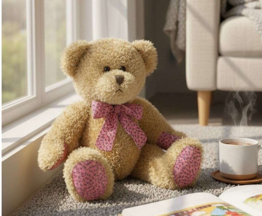 Circo Loveable Teddy Bear Plush Brown Pink Corduroy Bow 12.5" Stuffed Animal